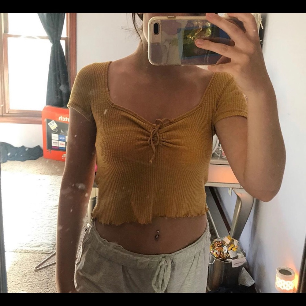 abercrombie and fitch ribbed yellow summer top